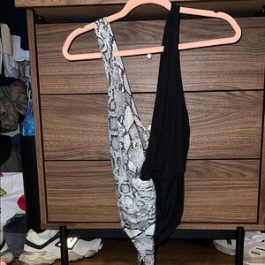 Black and Snake Print  body suit